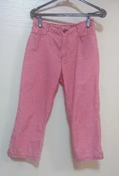 イーストボーイ チェック クロップドパンツ L 赤