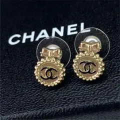 13 箱付き 極美品 CHANEL シャネル ロゴ リボン ゴールド ピアス