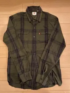 Levi's オリーブグリーン チェック柄 長袖シャツ