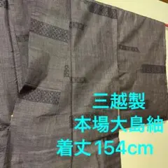 美品 着物 きもの 本場大島紬 紬 縦横 正絹 紫 154