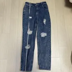 ダメージ加工インディゴブルージーンズ