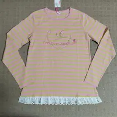 KP　長袖Tシャツ　カットソー　160　ボーダー　レース　ハートポケット