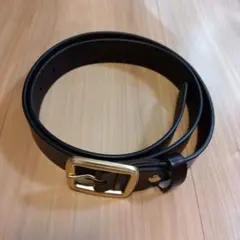 ダークブラウン レザー ベルト ゴールドバックル ベルト ブラウン