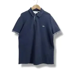 【ラコステ】スリムフィット ポロシャツ ネイビー US L（L相当） ワニロゴ