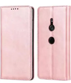 Xperia xz2 ケース 手帳型 ローズゴールド マグネット式開閉