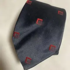 Marusho ネクタイ ネイビー 赤い四角模様　紺色