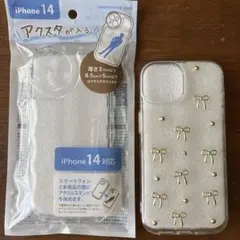 iPhone 14 セリア アクスタが入るケースとリボンデザインケース