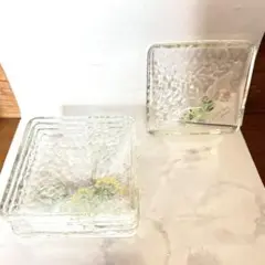 ガラス小皿 花柄 角皿