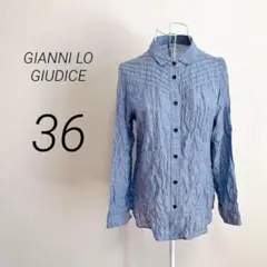 GIANNI LO GIUDICE しわ加工 長袖シャツ 青 水色 36 S