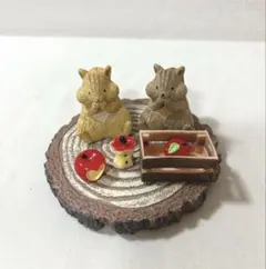 モグモグリスさん　オブジェセット　秋　ナチュラルキッチン　りんご　切り株