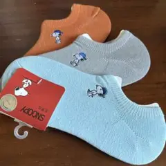 スヌーピー刺繍ショートソックス3足セット　春夏　レディース　20-24センチ