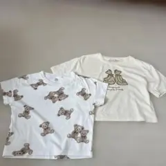 クマプリントTシャツ 100cm 2枚セット