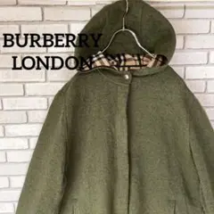BURBERRY LONDON バーバリー フード付コート 深緑 ノバチェック