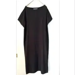 ikka グレー　フレンチスリーブロングワンピース　Lサイズ