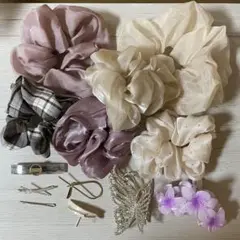 ヘアアクセサリー　まとめ売り　シュシュ　ヘアクリップ　バレッタ