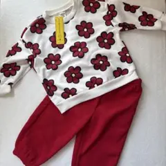 2点セット ベビー服 秋冬 フラワー パーカー & スウェットパンツ 裏起毛