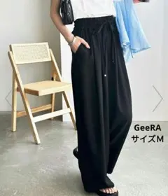 GeeRA ジーラ　イージーパンツ　ワイドパンツ　黒　サイズＭ