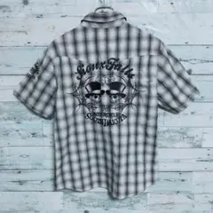 LOW BLOW KNUCKLE エンブレシャツ 半袖シャツ スカル L
