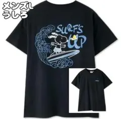 スヌーピー　サーフィン　波　Tシャツ　半袖　メンズL　バックプリント♪