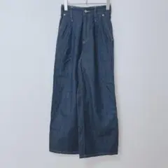 ジーユー　ライトデニムワイドパンツ　ジーンズ　　後ろゴム　綿100 XS