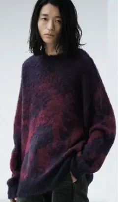 MOHAIR BLEND JACQUARD SHAGGY KNIT