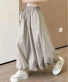バルーンスカート ゆったり ロング ギャザー スタイルアップ ぽわん