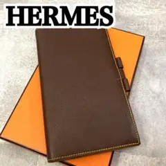 エルメス HERMES 手帳カバー 茶色 ブラウン 刻印あり