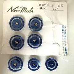 アンティーク　ボタン　ブルー＆ゴールド　7個セット　18mm、15mm