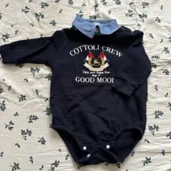COTTOLI ネイビー 長袖ロンパース