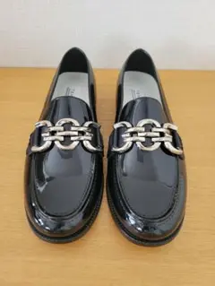 新品　TEMPERATE ローファー シルバー装飾 ブラック　23.5