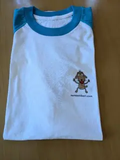 キャラクター刺繍 ラグランTシャツ ホワイト/ターコイズ
