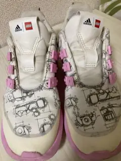 adidas LEGO コラボ スニーカー ホワイト/ピンク 21CM