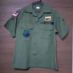 古着 US AIR FORCE ミリタリーシャツ 8S カーキ オリーブ