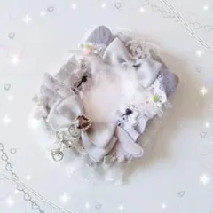 517 硬質ケース♡トレカケース♡レースデコ♡シェルグレー♡ねこ♡いちご♡