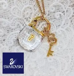 【SWAROVSKI】Keyu0026Lock Necklace Gold Chains
