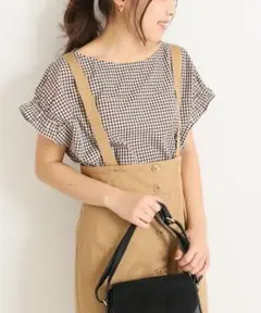 本日23時迄値下げ◎Spick & Span ギンガムギャザースリーブブラウス