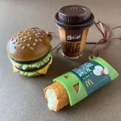 【匿名配送】マクドナルド　ビッグマック　アップルパイ　コーヒー　ストラップ　3点