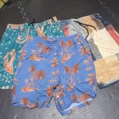 ショートパンツセット（青と茶色、ターコイズ）ナイロン　総柄