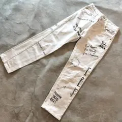 EACHxOTHER ホワイトデニム ストレート 25インチ 落書き