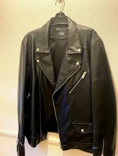 【美品】ZARA ダブルライダースジャケット　ブラック