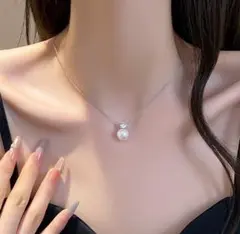 残り僅か♡　パール　ストーン　シルバー　ネックレス　チェーン　ワンポイント