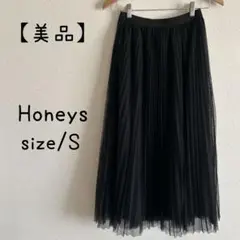 【在庫処分】美品　Honeys ハニーズ　ロングスカート　プリーツ　レース　黒