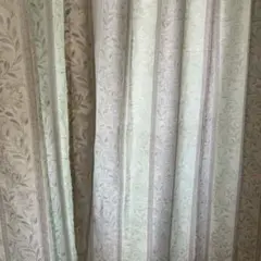 もこさま　薄緑　カーテン　2枚組　100×210