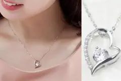 オープンハート ネックレス レディース シルバー925 プラチナ仕上げ