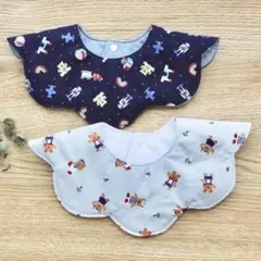 ハンドメイド　花びらスタイ　2枚セット　くま　クマ　もくもくスタイ　No.13