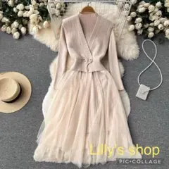 秋冬コーデ❤️ロングワンピース ひざ丈 ドレス パーティー ニット