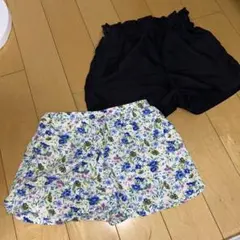 花柄と黒のハーフパンツ 2点セット