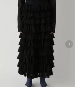 新タグ付crinklecrinklecrinkleシルクコットンフリル黒スカート 中古・古着通販】crinkle crinkle crinkle (クリンクル
