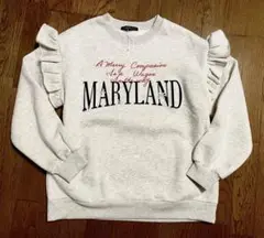 MARYLAND ロゴ　フリル付きスウェット　トレーナー　花刺繍　フラワー刺繍
