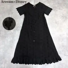 Areeam アリーム　ディズニー　ミッキー　コットンレースワンピース　ブラック